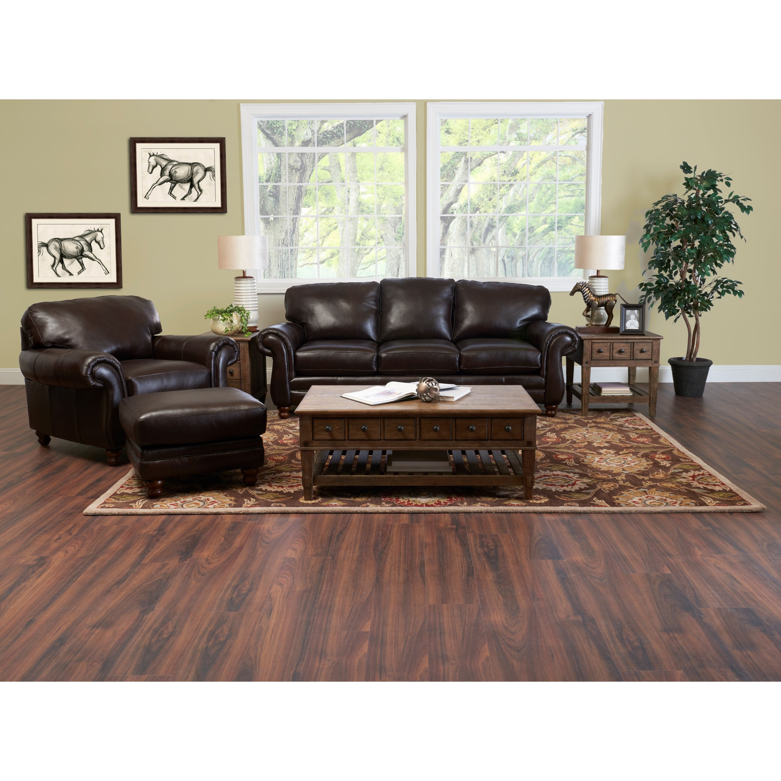 Klaussner Valiant Leather Sofa with Rolled Arms Darvin Furniture Sofas